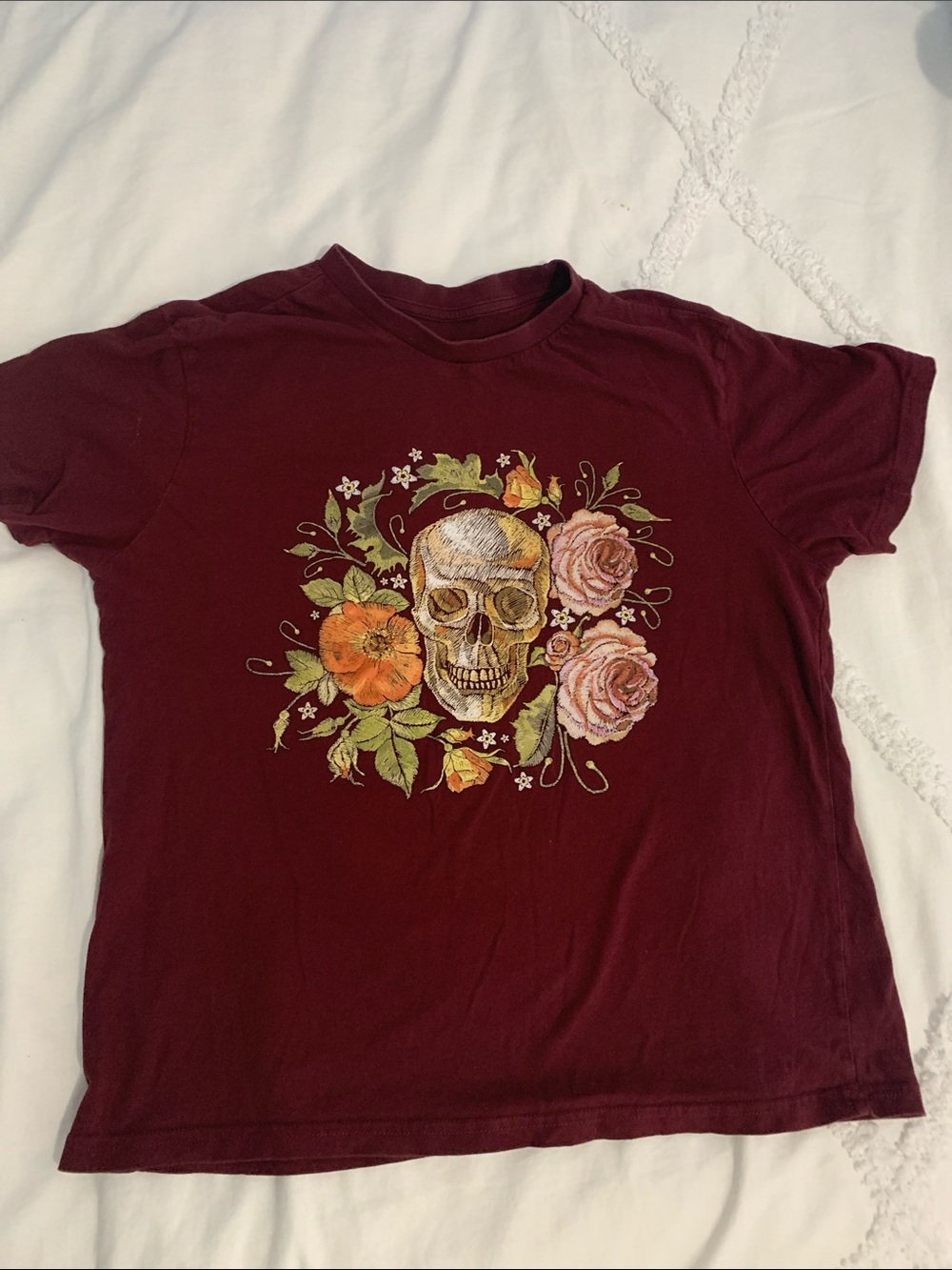 Vans Burgundy Skull & Rose Graphic Tee